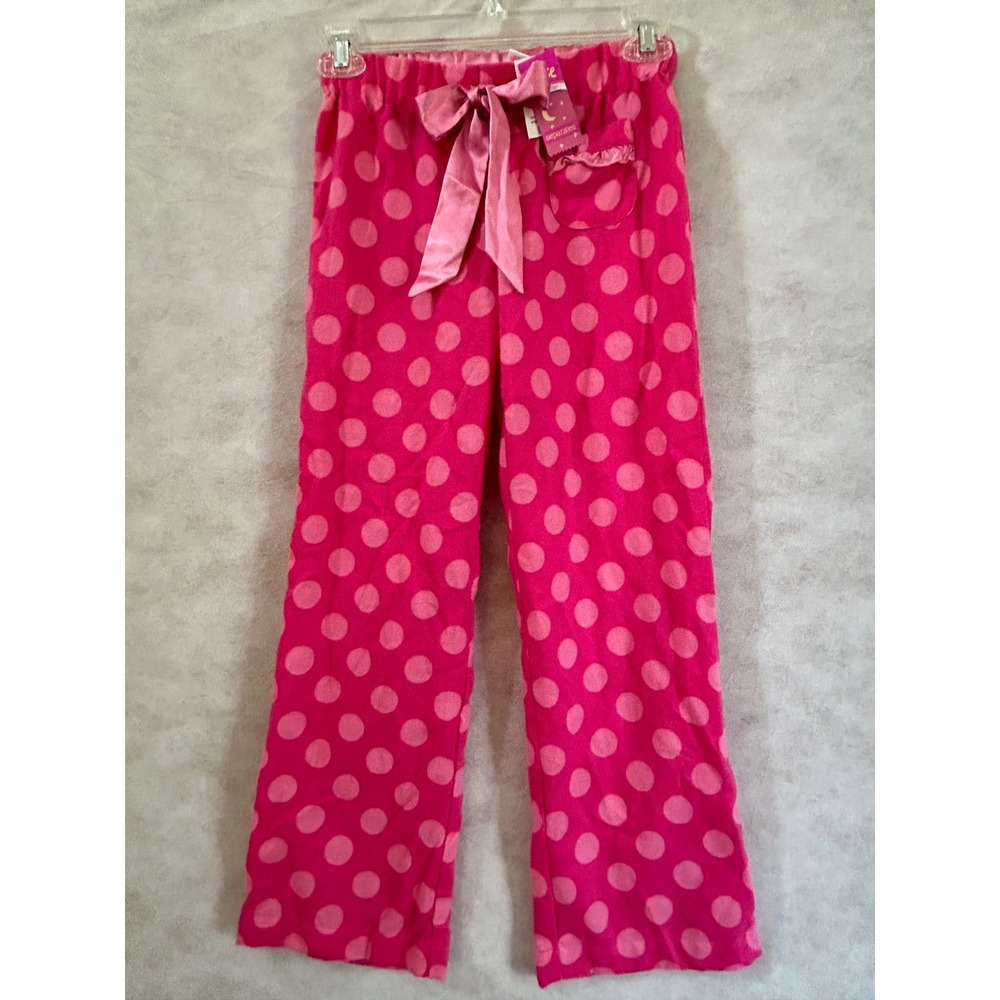 Justice Girls Pink Polka Dot Fleece Pajama Pants Sleepwear Size 8 NEW